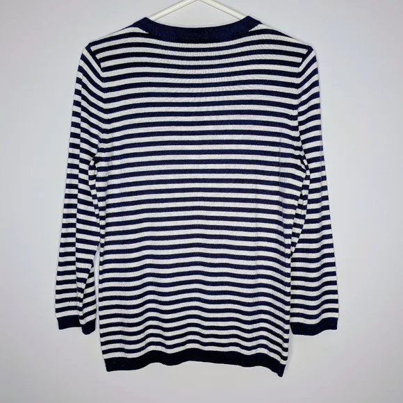 Talbots Nautical Striped Sweater Navy & White Soft Lambswool Blend Gently Used - Picture 3 of 12